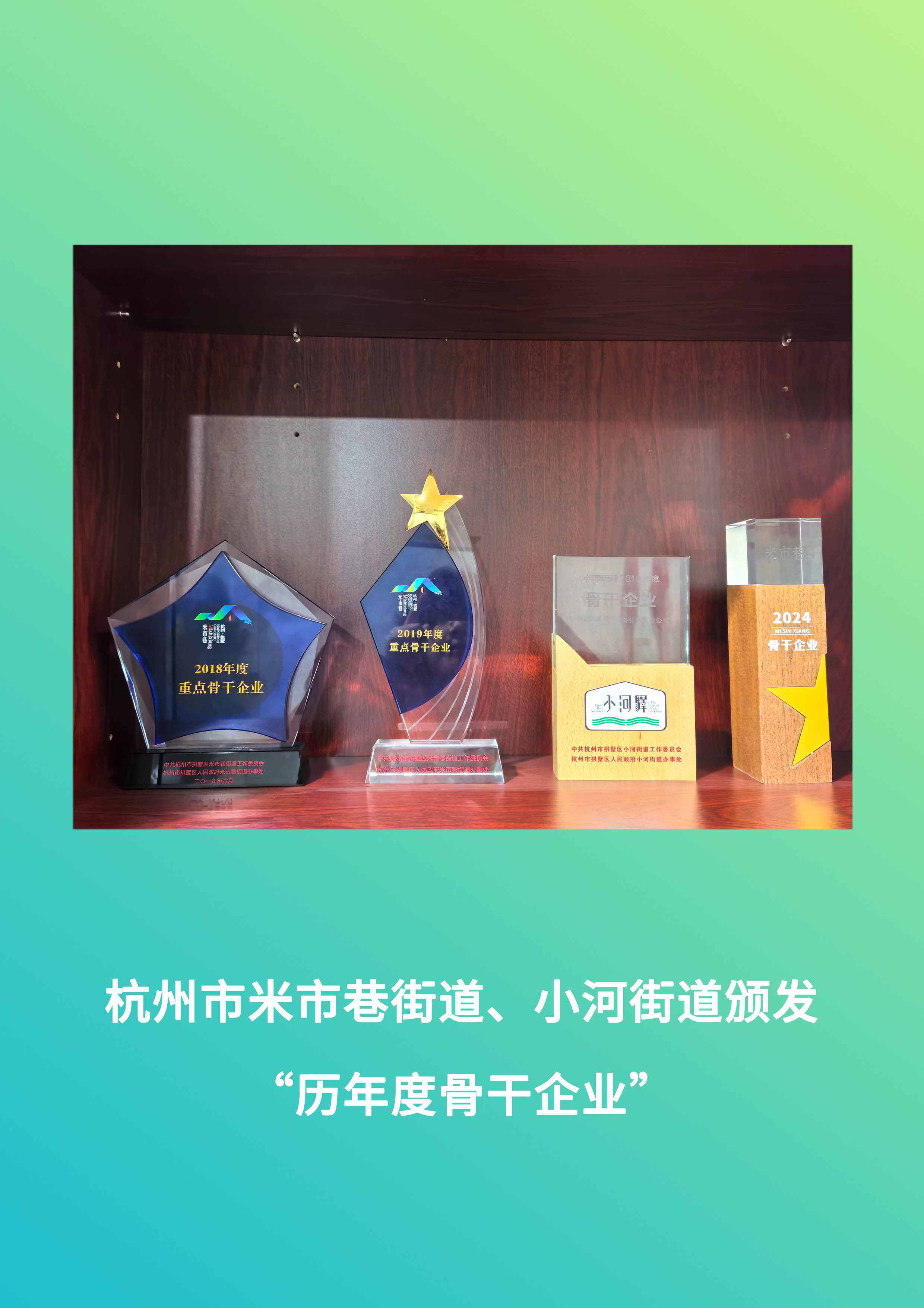 杭州市米市巷街道、小河街道頒發 “歷年度骨干企業”